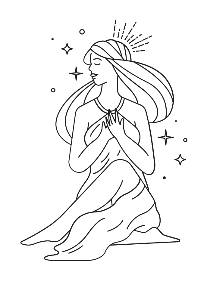 illustration d'une femme en paix avec son corps